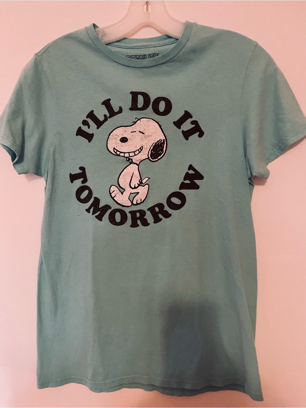 Snoopy 'I'll Do It Tomorrow' Light Teal Graphic Women's Tee
